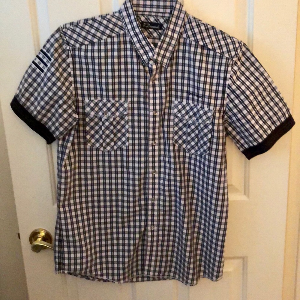 7 Diamonds Black & White Plaid Shirt